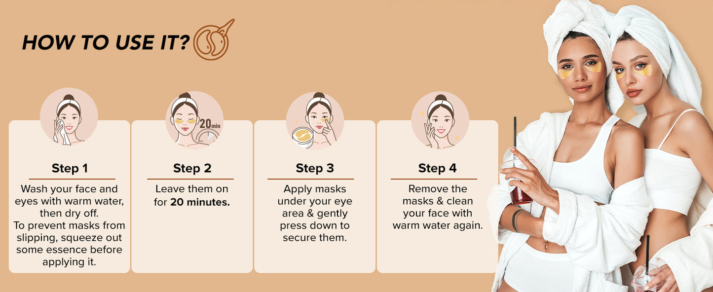 Zermet 1 24K Gold Under Eye Patches - 60 Pack for Puffy Eyes, Dark Circles, Bags & Wrinkles with Collagen & Hyaluronic Acid