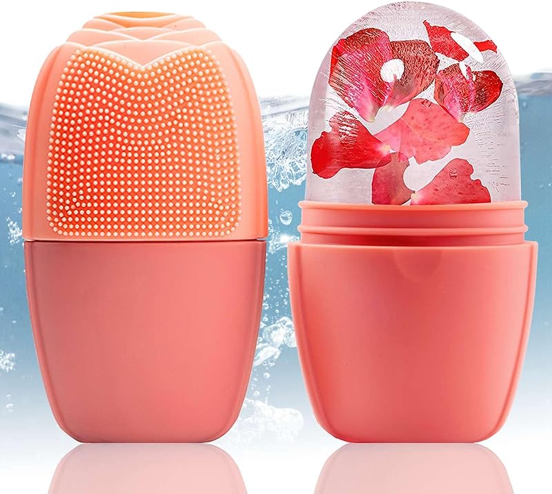 Zermet 1 XHJRI Ice Cube Roller Massager for Face, Eyes and Neck Naturally Conditioning and Skin Care,De-Puff Eye Bags,Reduce Migraine Pain,Reusable Massage Silicone Ice Mold (Pink)