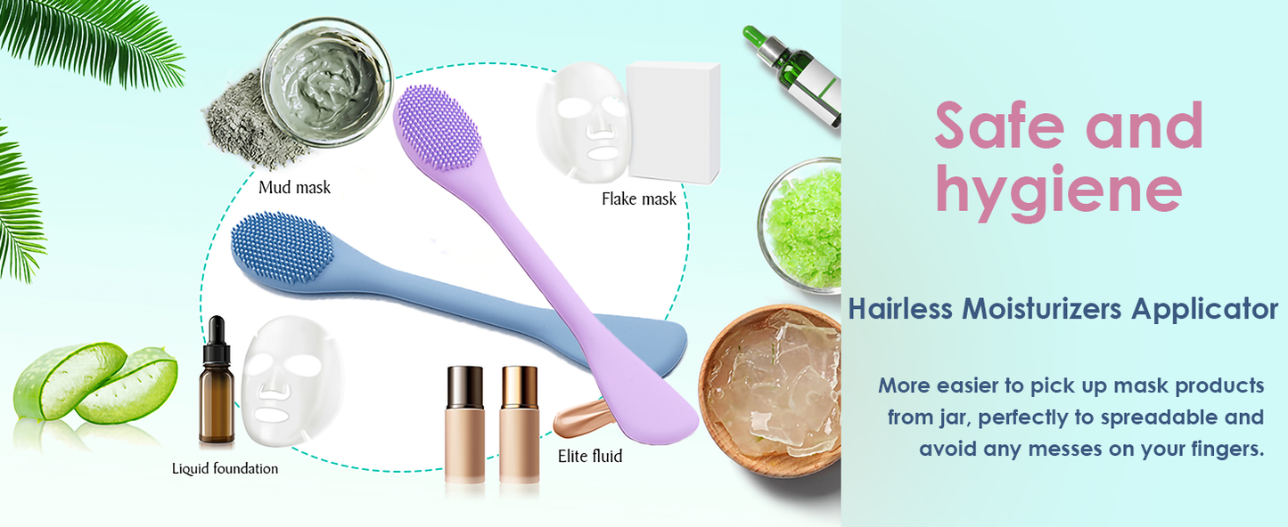 Zermet 1 Facial Cleansing Brush, 2 in 1 Silicone Face Mask Brush & Face Scrubber, For Exfoliating, Massaging, Remove Blackheads, Makeup Skincare Removal, Applicator for Mud, Clay, Body Lotion, DIY Mask