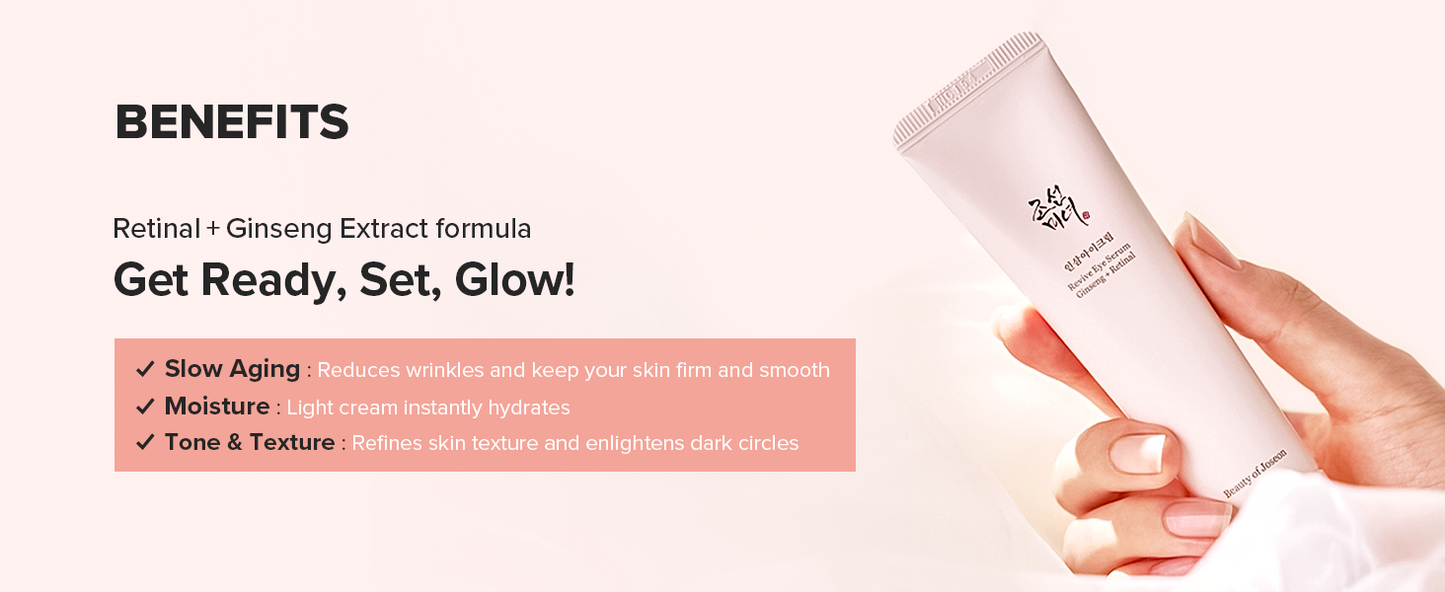 Zermet 1 Beauty of Joseon Revive Eye Serum with Retinal Niacinamide Correction for Puffy Eye Bags Fine Lines Dark Circles Wrinkles, Korean Skin Care 30ml, 1 fl.oz