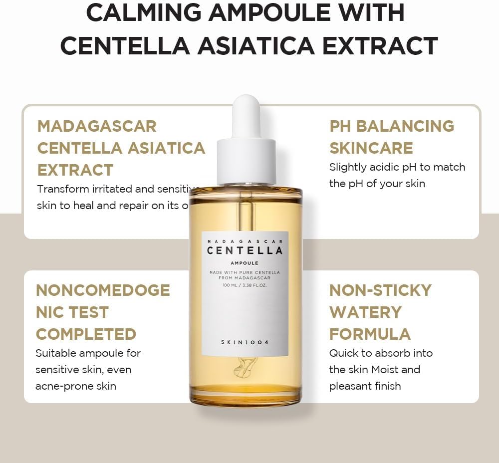 Zermet 1 Zermet 1 Madagascar Centella Asiatica Ampoule Facial Serum 1.85 fl.oz, 55ml, Soothes Acne Prone and Sensitive Skin