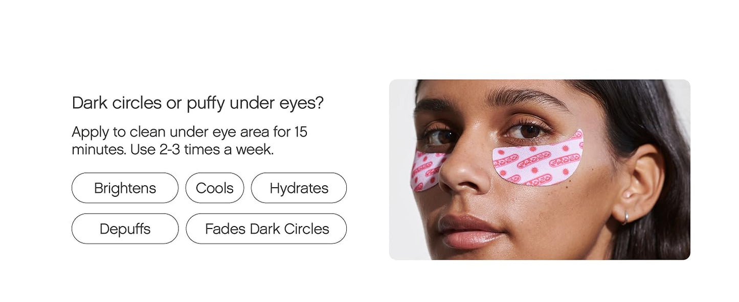 Zermet 1 Topicals Faded Brightening Under Eye Masks | Revitalizing Patches to Depuff, Hydrate, and Illuminate | Diminishes Dark Circles and Fine Lines | Made with Kojic Acid, Caffeine & Niacinamide