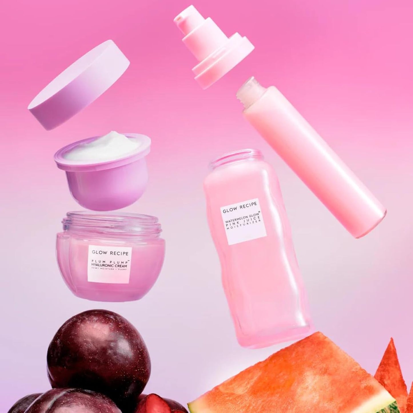 Zermet 1 Glow Recipe Double The Glow Skincare Kit - Watermelon PHA BHA Face Toner + Full Size and Refillable Pink Juice Face Moisturizer with Hydrating Hyaluronic Acid for Dry Skin - Korean Skin Care (3 Count)