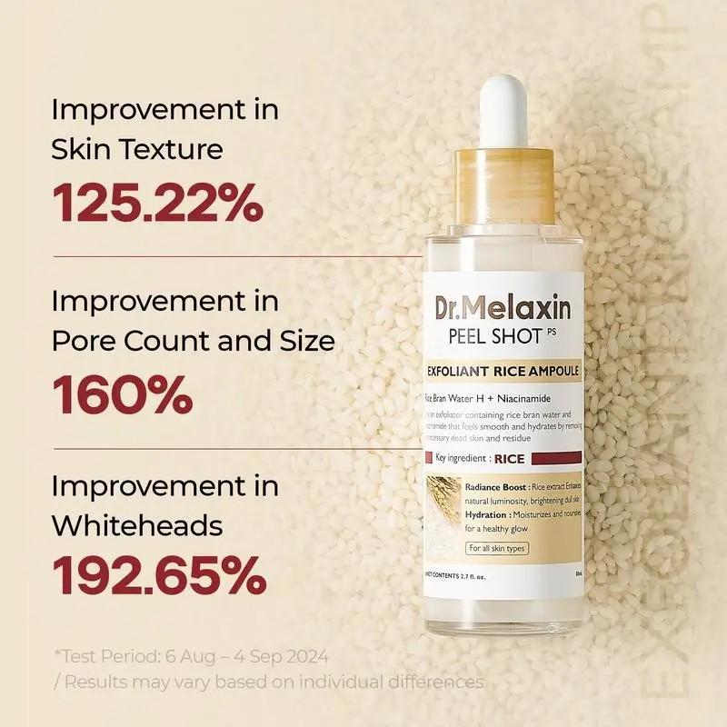 Zermet 1 Peel Shot Glow Rice Ampoule Duo -Serums for Brightening, Exfoliating, andMoisturizing -Suitable for All Skin Types