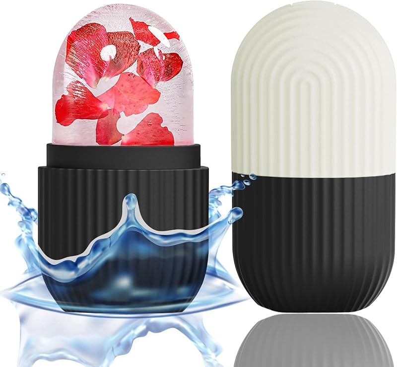 Zermet 1 XHJRI Ice Cube Roller Massager for Face, Eyes and Neck Naturally Conditioning and Skin Care,De-Puff Eye Bags,Reduce Migraine Pain,Reusable Massage Silicone Ice Mold (Pink)