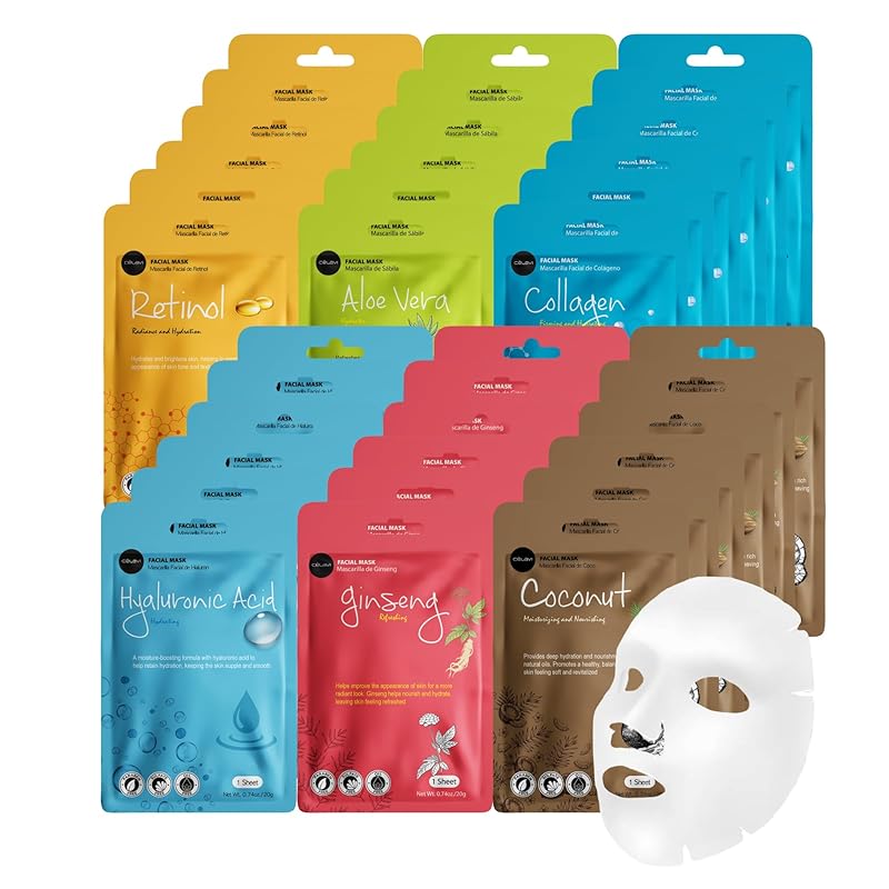 Zermet 1 Zermet 1 Facial Sheet Face Mask Variety Set Classic Authentic Korean Moisturizing Skincare (12-Packs)