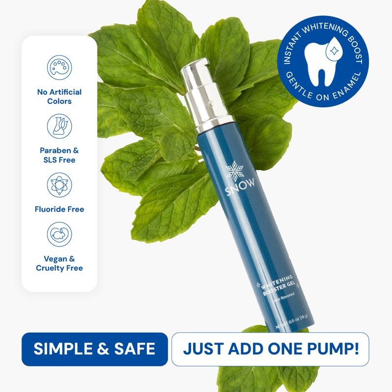 SNOW Daily Toothpaste Teeth Whitening Booster Gel Oral Brush | Gentle & Safe on Enamel | Safe at-Home Dental Hygiene | Tooth Care for a Whiter Smile