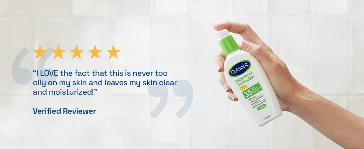 Zermet 1 Cetaphil Face Moisturizer, Daily Oil Free Facial Moisturizer with SPF 35, For Dry or Oily Combination Sensitive Skin, Fragrance Free Face Lotion