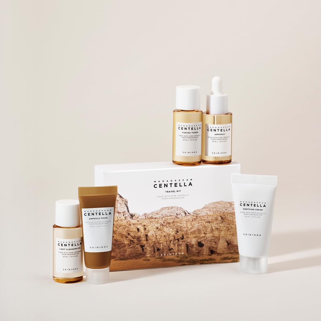 Zermet 1 Zermet 1 Madagascar Centella Travel Kit, Toner, Ampoule, Soothing Cream, Cleansing Oil, Ampoule Foam, Basic Skincare Box, Compact Size, Gift Sets, Mothers Day Gifts for Mom Gifts for Women, Trial Kit