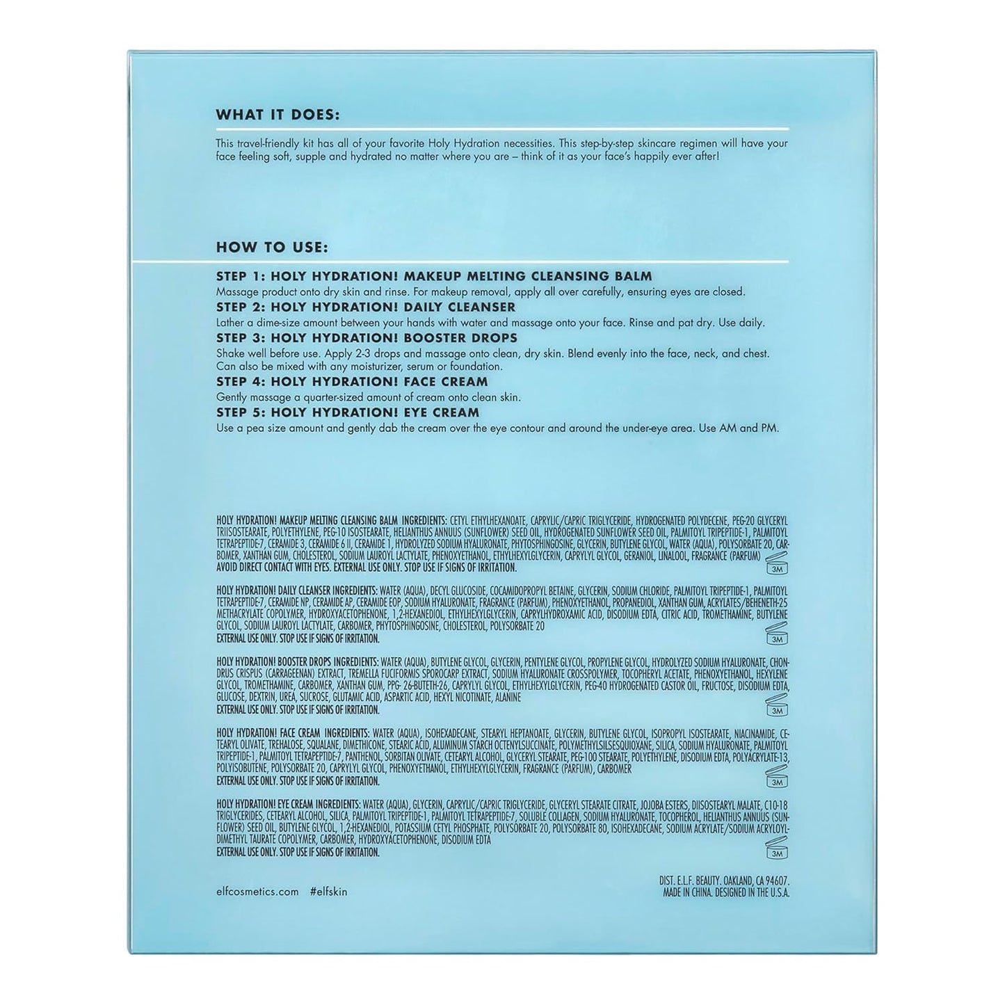 Zermet 1 e.l.f. SKIN Holy Hydration! Hydrated Ever After Skincare Mini Kit, Cleanser, Makeup Remover, Moisturiser & Eye Cream For Hydrating Skin, Airplane-Friendly Sizes