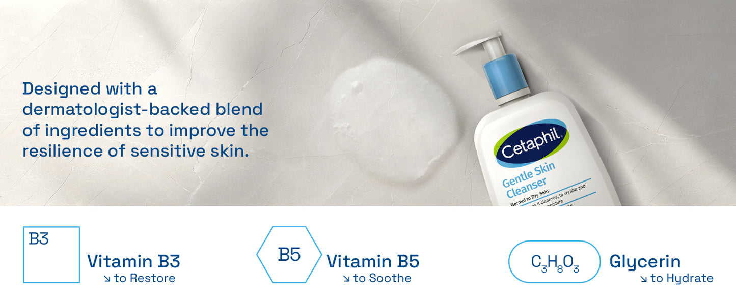 Zermet 1 Cetaphil Face Wash, Hydrating Gentle Skin Cleanser for Dry to Normal Sensitive Skin, 20 oz, Fragrance Free, Soap Free and Non-Foaming